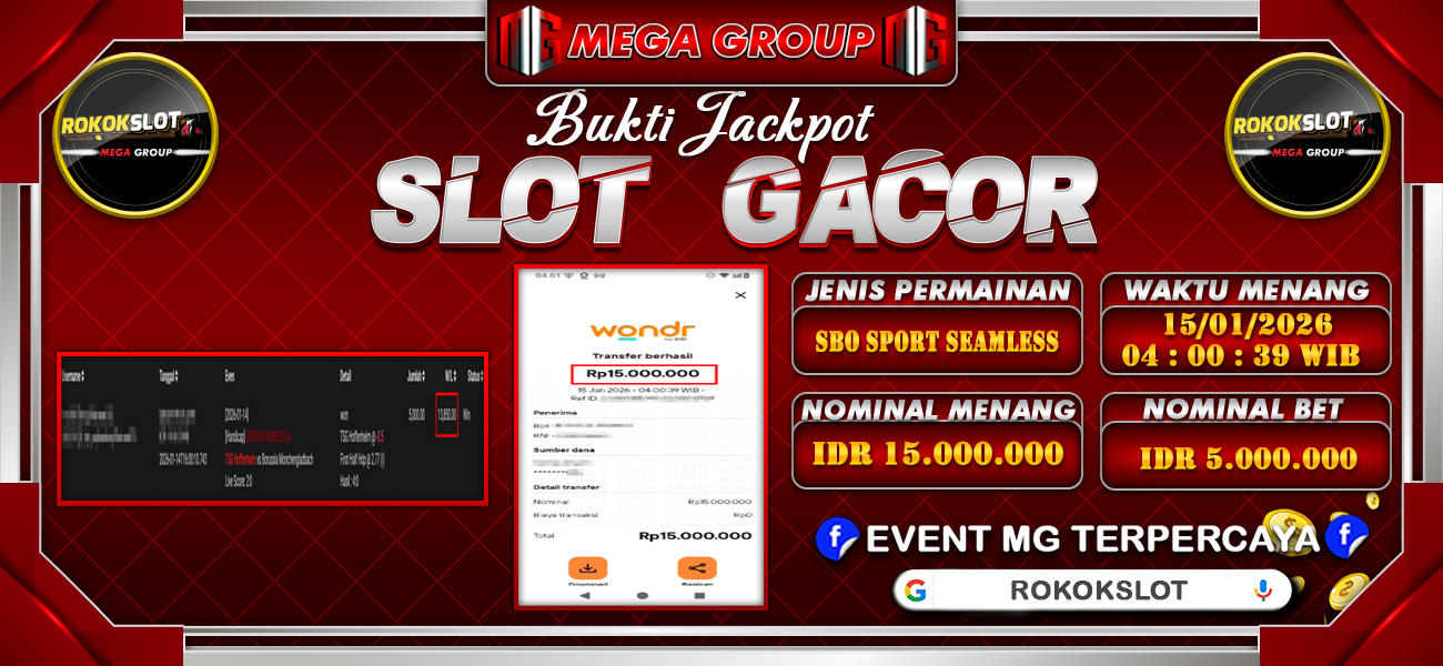 Bukti JP situs Rokokslot hari Kamis, 15 Januari 2026