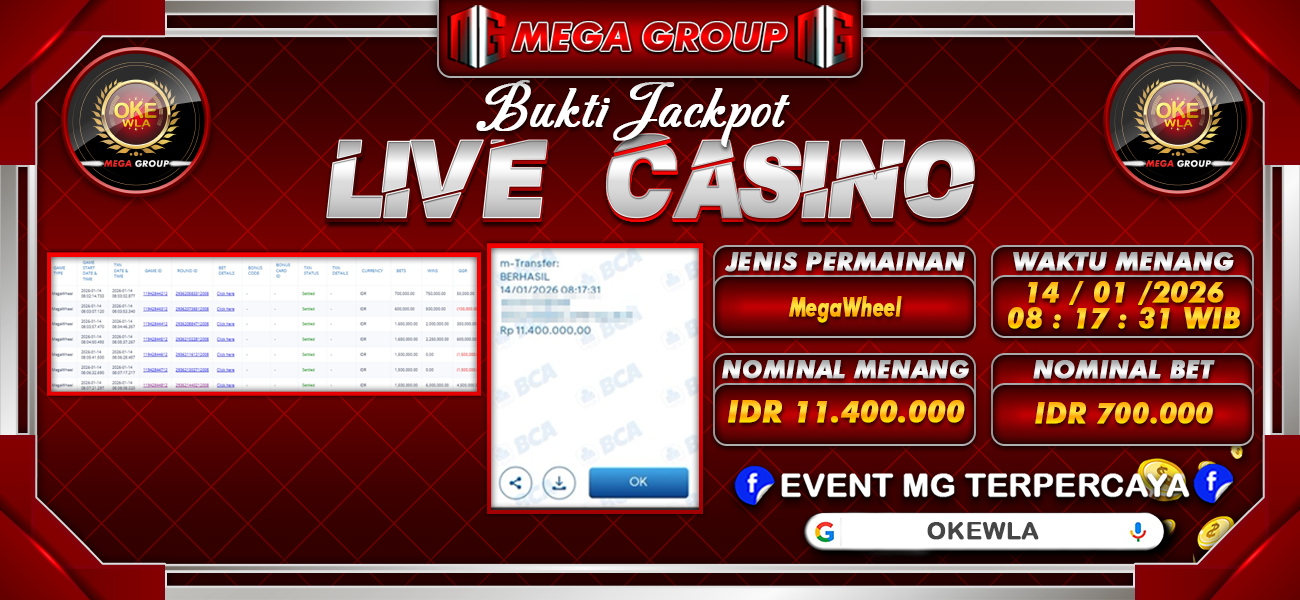 Bukti JP situs Okewla hari Rabu, 14 Januari 2026