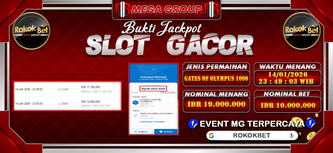 Bukti JP situs Rokokbet hari Kamis, 15 Januari 2026